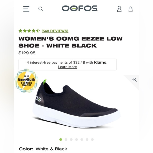 OOFOS Shoes - OOFOS WOMEN'S OOMG EEZEE LOW
SHOE - WHITE BLACK size 6.5